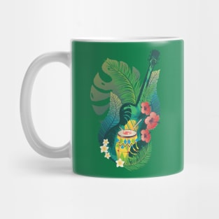 Retro guitar with drum and tropical leaves Mug